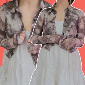 BLEACHED MESH BLOUSE